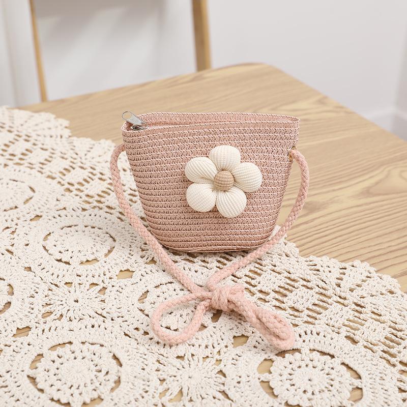 Kids Girls Flower Summer Caps Fashion Children Sunscreen Sun Hat Straw Hat Bag for Beach Baby Accessories for 2-8 Years Kids