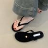 2025 New Flat-bottomed Flip-flops Wear Small Fragrant Wind Flowers Toe Cool Slippers Women's Leisure Vacation Beach Slippers