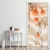 Rose Flower 3D Door Stickers Vinyl Art Sticker Poster Removable Self Adhesive Door Decal for Living Room Bedroom Bathroom Office