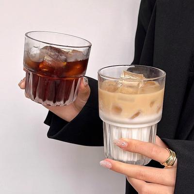Glass Coffee Cup Ice American Style Cold Brew Latte Latte Glass Cup Minimalist Beverage Juice Flower Tea Cup