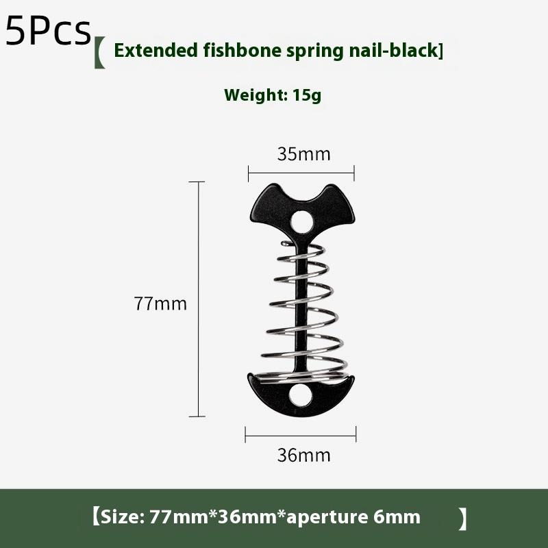 5Pcs Camping Deck Nails Spring Fish Bone Nails Wooden Board Tent Pegs Ground Nails Climbing Tent Accessories