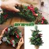 60 Pieces Artificial Pine Branches Faux Christmas Decoration Green Branches And Red Holly Berries For Making Wreaths Decorating