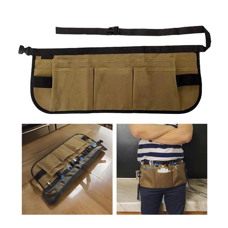 Durability Canvas Belt Tool Bag Tool Waist Bag For Gardener Technician Electrician Tool Organizers With Multiple Pockets