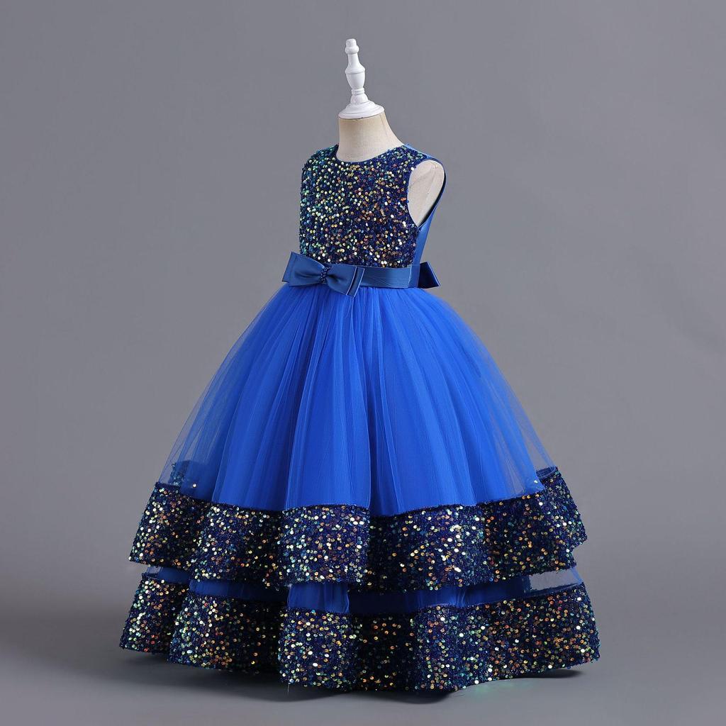 Sequined Bow Princess Dress - High-End Formal Flower Girl Attire