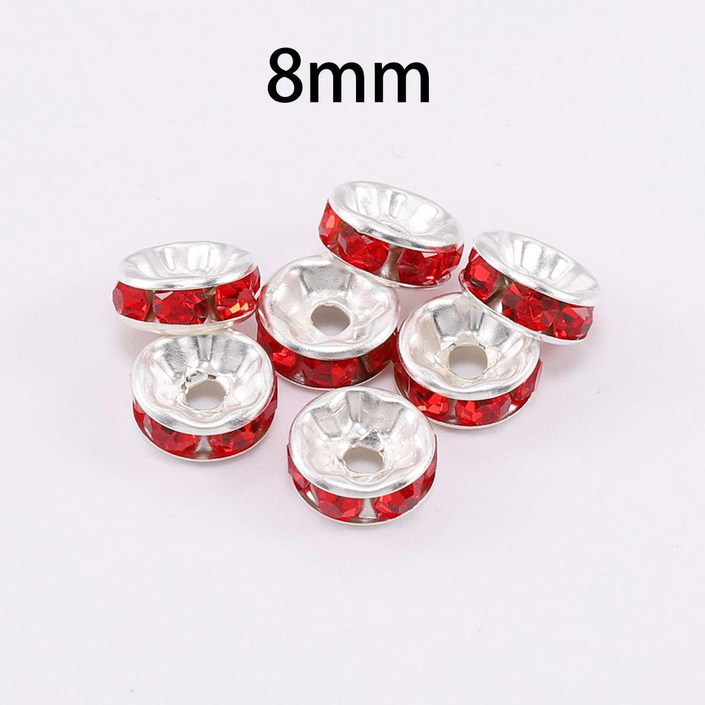 50 stk/parti 8 mm Strass Rondeller Krystallperler Løse Avstandsperler Charms for DIY Håndlaget Smykketilbehør Produksjonsmateriell