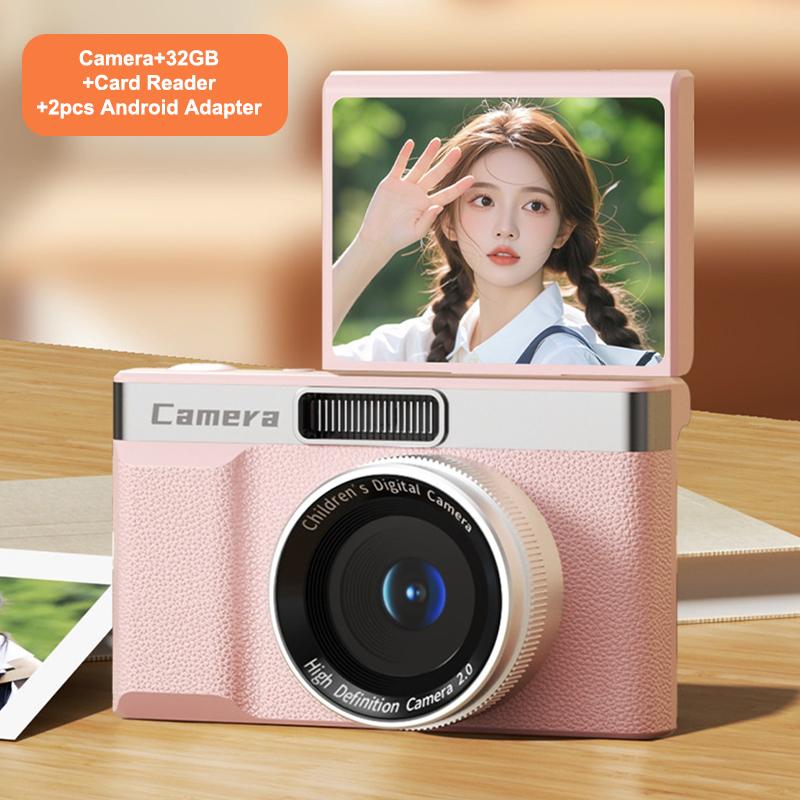 Ccd Digital Camera Travel 180°Flip Screen Selfie Camara 96Mp Autofocus 8X Zoom Entry-Level Kids Camara Portable Card Camera