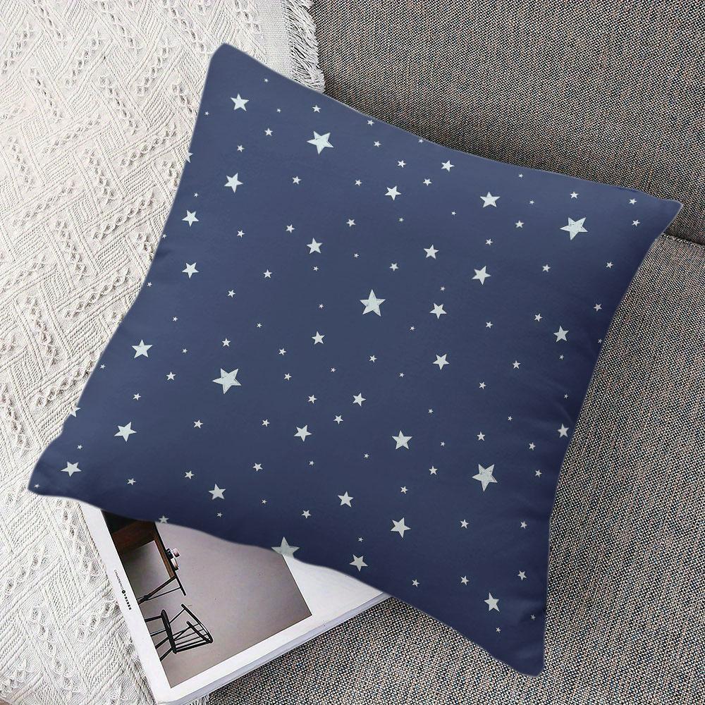 Navy Blue Light Star Decor square Jacquard Pillow Cover for Sofa Office Waist Cushion Cover Home Decorative Pillowcase