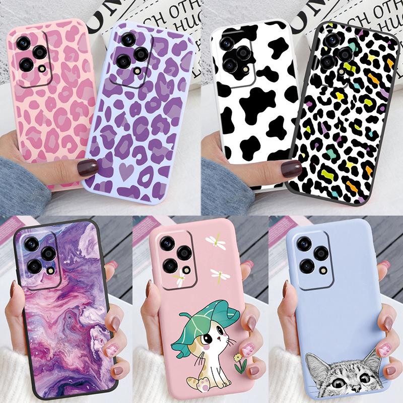 For Honor 200 90 400 Pro Lite Phone Case Brown Leopard Print Soft Silicone TPU Cover Colorful Marble Fundas Coque Shell Bumper