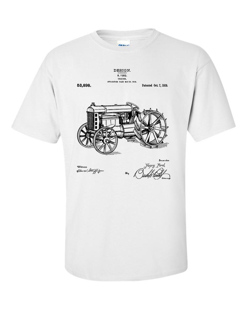 Tractor TShirt Patent Invention Blueprint Farmer TShirt 2XL