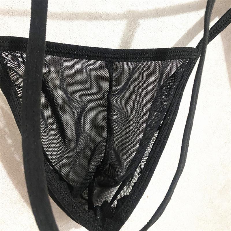 1Pc Underwear Men Lingerie Low-waist Polyester Fiber Solid Color Thongs Bulge Pouch Thin Pouch Panties
