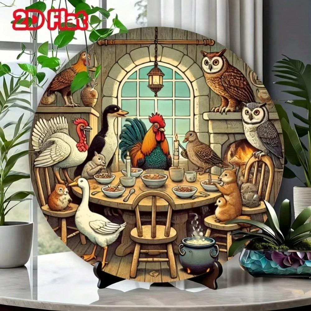 Vintage Farmhouse Metal Wall Art Goose Rooster Sign Home Cafe Decor