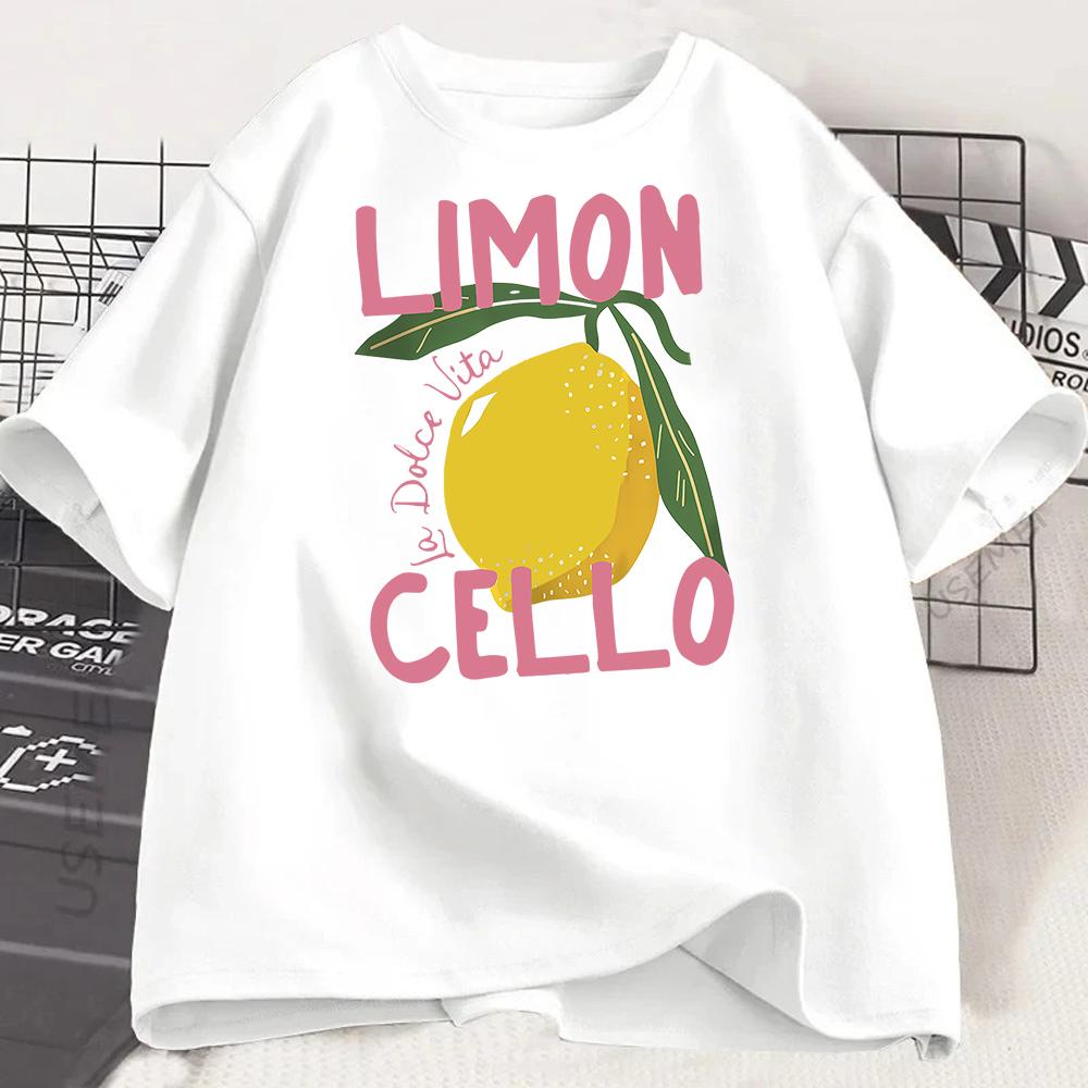 Cute Lemon Fruit T Shirt Short Sleeve Loose Botanical Tshirt Vintage Cottagecore Clothes Unisex Retro Aesthetic TShirts
