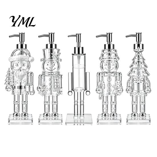 Modern Bathroom Accessories for Christmas Theme Hand Soap Dispenser, Nutcracker/Santa/Snowman/Cookie Man/Christmas Tree Shape, 55 Ounce Santa
