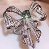 Exquisite Shiny Bow Ring for Women Adjustable Zircon Ring with Opening Large Butterfly Jewelry Engagement Ring Green Zircon Engagement Ring