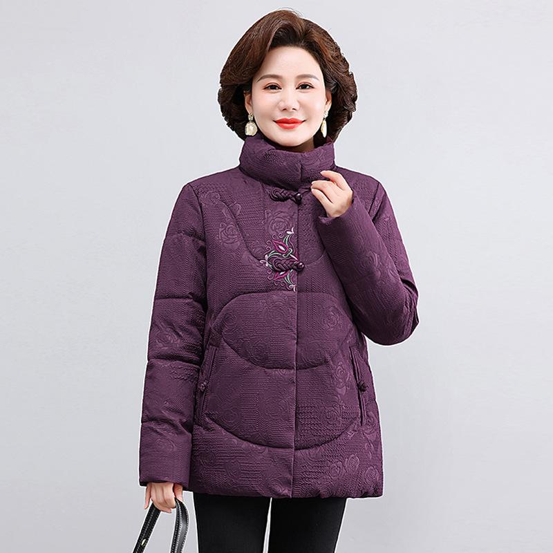 

2025 Down cotton cotton jacket winter jacket for the elderly Grandma s outfit plus cotton and thickened padded jacket 5XL фіолетовий