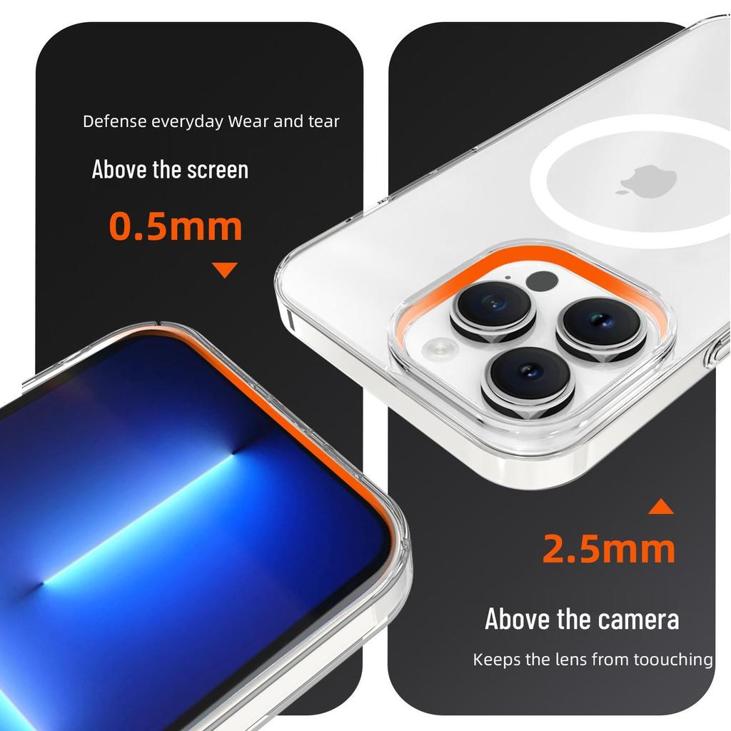 Compatible with Apple iPhone 16 Pro Max: Transparent Magnetic Frosted Protective Case