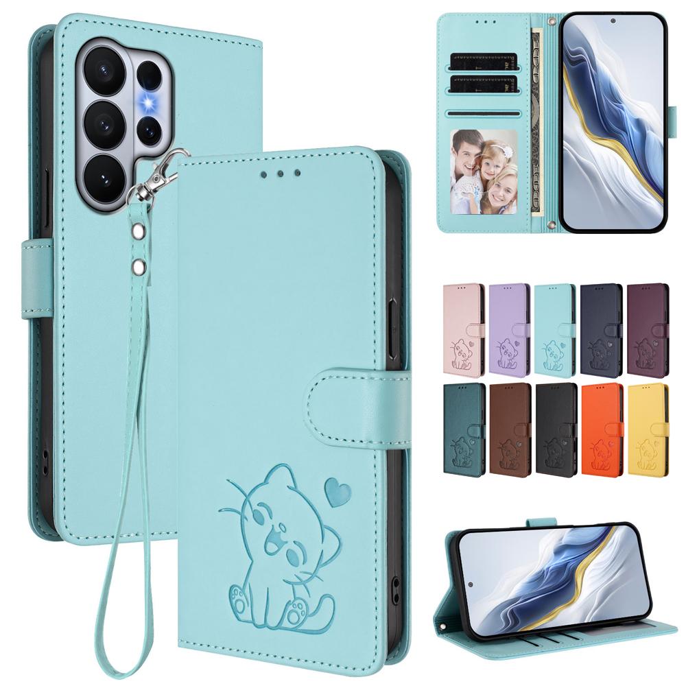 Stylish Leather Phone Case For Samsung Galaxy S26 Pro S25 Edge S24 S23 S22 S21 FE Ultra Plus Card Slot Holder Wallet Cover Strap