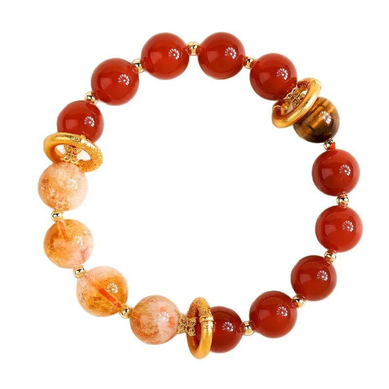 Red Agate and Yellow Crystal Bracelet, Nezha's Universe Circle Bracelet