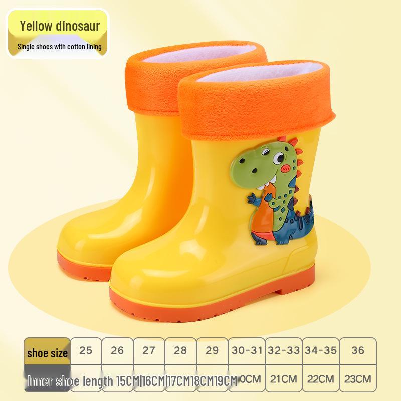 Children's Waterproof Unicorn & Dinosaur Rain Boots with Non-Slip Sole, Fleece-Lined for Boys & Girls