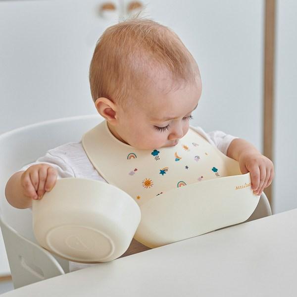 ArtiRabbit Infant's Length-Adjustable Silicone Bib, 1 Piece, 1 Piece, Cream Vanilla