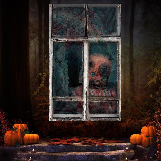Halloween Vorhang Dekoration Blut Fenster Abdeckung Scary Halloween Fenster Silhouette Poster für Innen