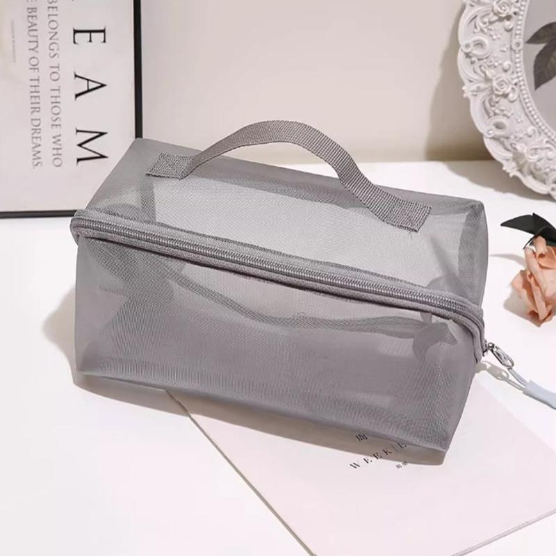 Transparente Kosmetiktasche aus Netzstoff, klein und groß, schwarz, Make-up-Tasche, tragbarer Reise-Kulturbeutel, Aufbewahrungstasche für Lippenstifte