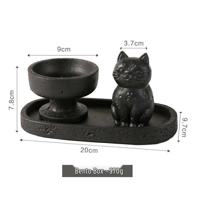 Black Cat Cement Multifunctional Candle Holder & Tray