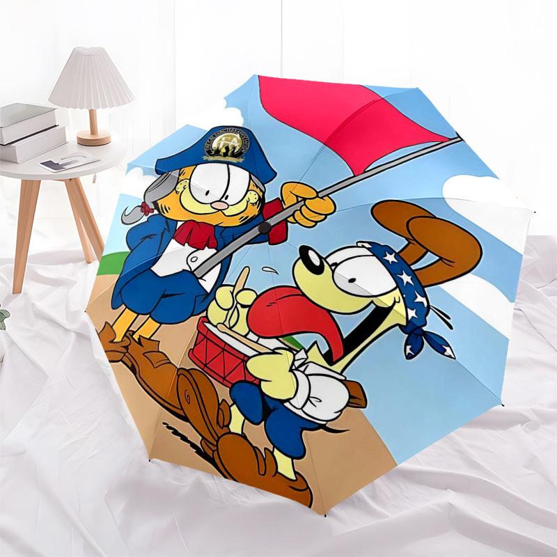 1pc Garfield & Odie Pirate Adventure: Automatic Opening Umbrella with Foldable Design, Iron Frame, Outdoor Use, Perfect Gift for Fans, Travelers, Dail