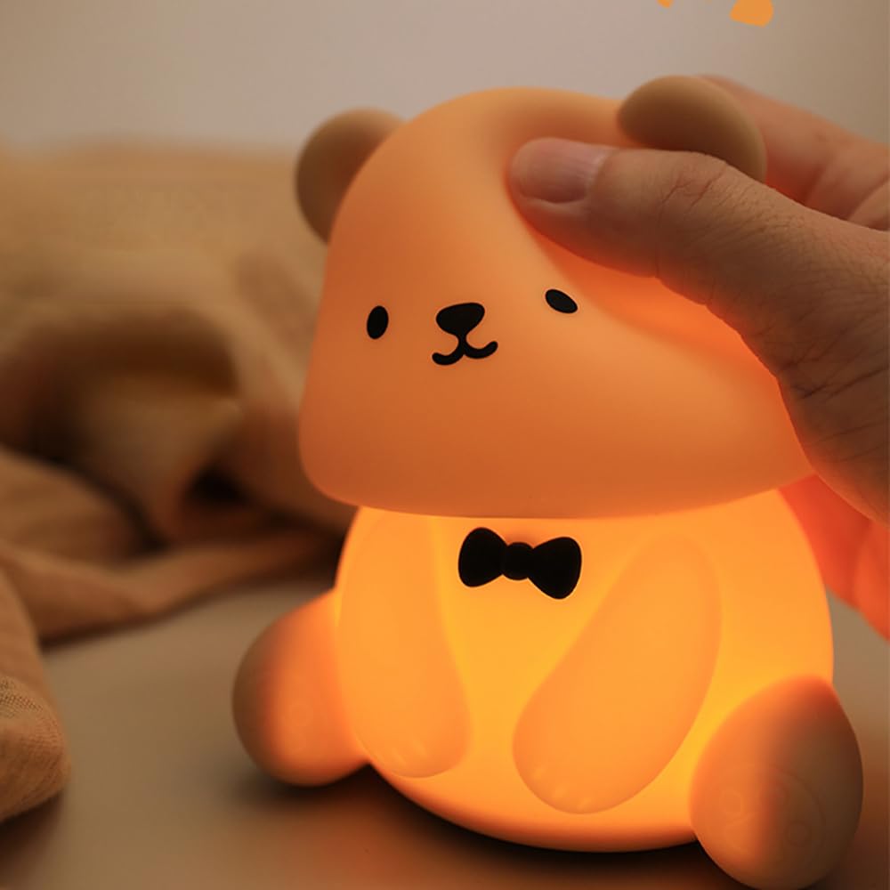 Cute Night Dimmable LED USB Touch Portable Bedside Silicone Warm Breastfeeding Indirect Lighting Bear Light, Light, Timer, Charging, Control, Lamp,
