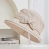 New rolled brim bow decorative temperament bucket hat women's summer literary and leisure sun protection sun hat