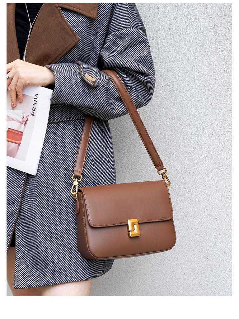Trendy Autumn/Winter Women's Genuine Leather Tofu Bag - Elegant, High-Quality Shoulder and Crossbody Design