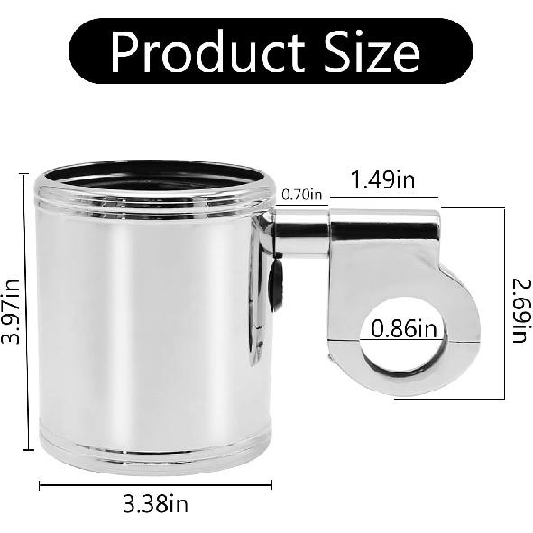 200 Chrome Handlebar Mount Motorcycle Metal Cup Holder Rotate 360 Degrees