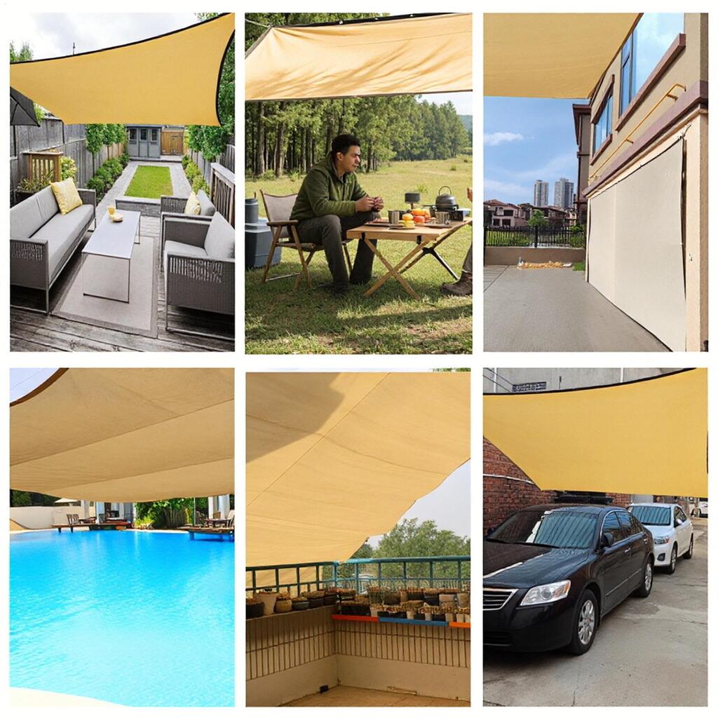 3/4/5/6 Meter Wide Beige Sunshade Awning UV Blocker Sun Shade Sail Netting Sun Shade Sail Heavy Duty Heat Insulation Mesh Tarp
