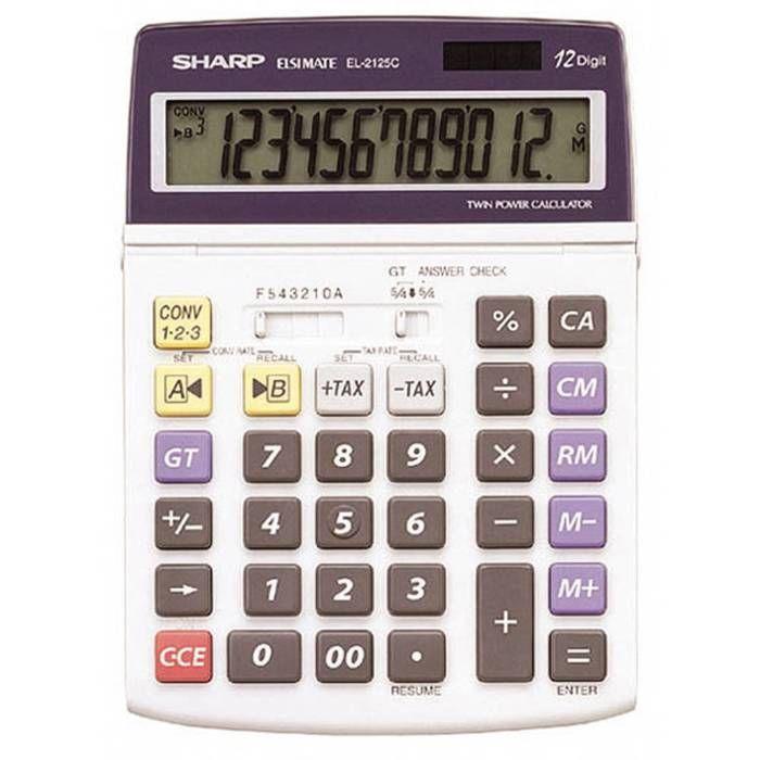 Sharp el-2125 c calculatrice de bureau gris ecran: 12 solaire, à pile(s) (l x h x p) 140 x 22.5 x 195 mm