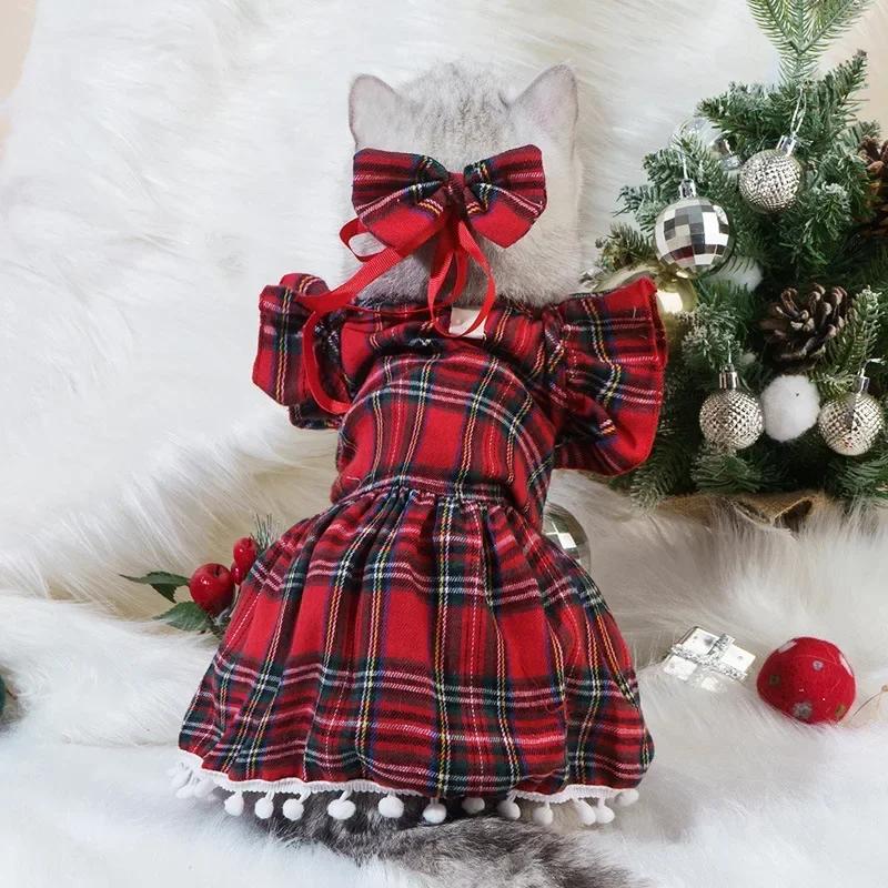 Christmas Pet Dresses for Dog Comfortable Cat Dog Skirts Plush Sweet Pet Puppy Skirts Skin Friendly Dog Dresses Pet Accessories