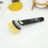 Automatic Liquid-Dispensing Long Handle Kitchen Cleaning Brush with Steel Wool