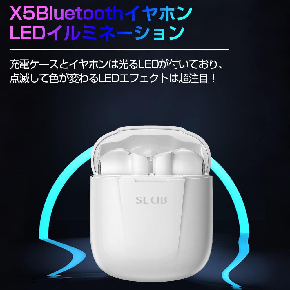 SLuB True Wireless Bluetooth Lightweight and Noise Sound Automatic Single or Binaural Comfortable Touch Charging Case Compatible with iPhone Android