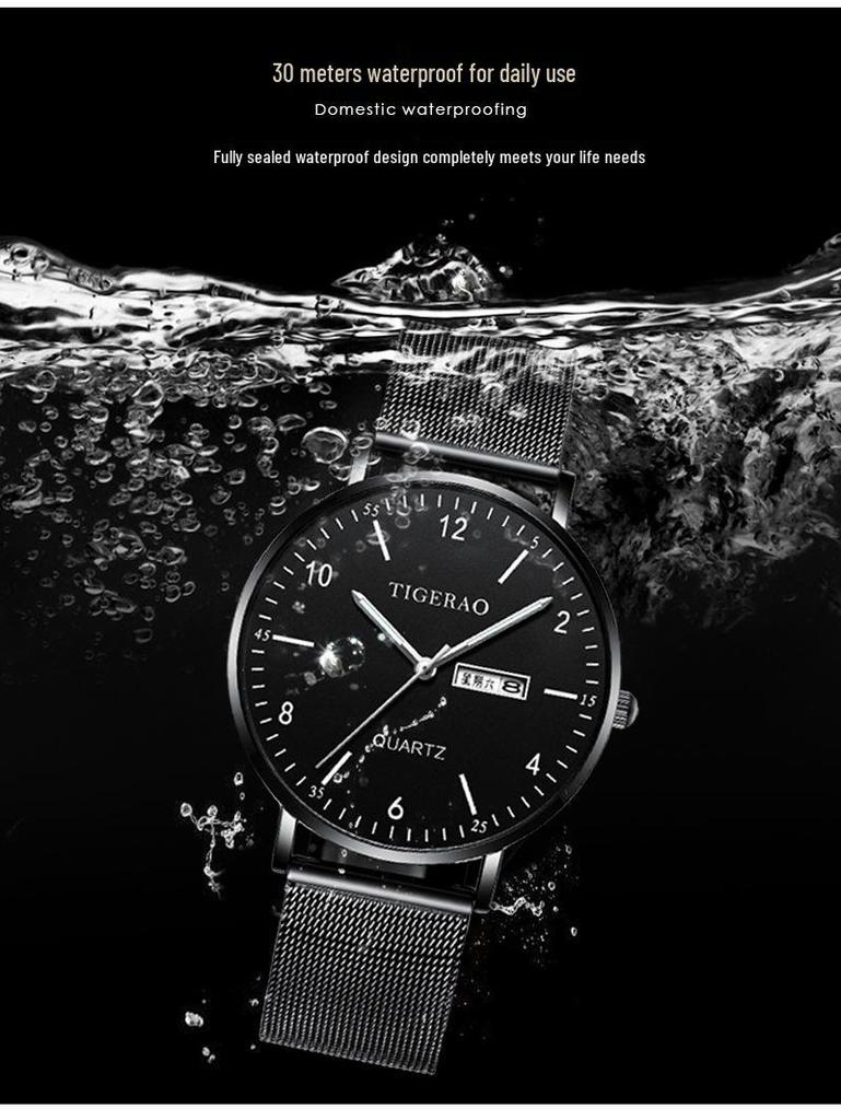 Ultra-thin Men's Trendy Mechanical & Quartz Waterproof Watch for Teenagers and Students