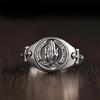 S925 Sterling Silver Praying Hands Ring for Men, Vintage Style, Unique Index Finger Ring, European and American God Ring, Fashionable and Versatile