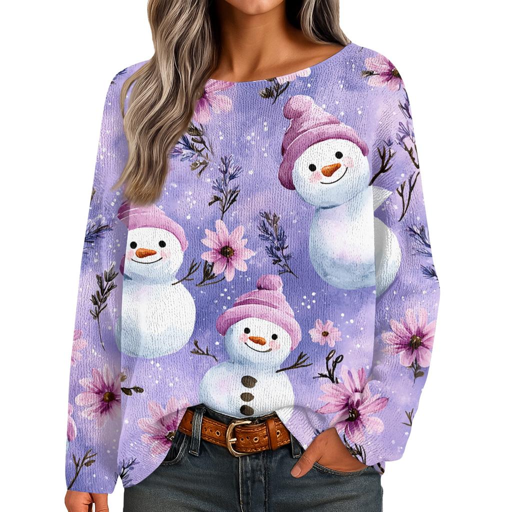 Womens  Fall Sweaters Long Sleeve Print Tops Pullover Sweaters Loose Dressy Casual Basic Clothes