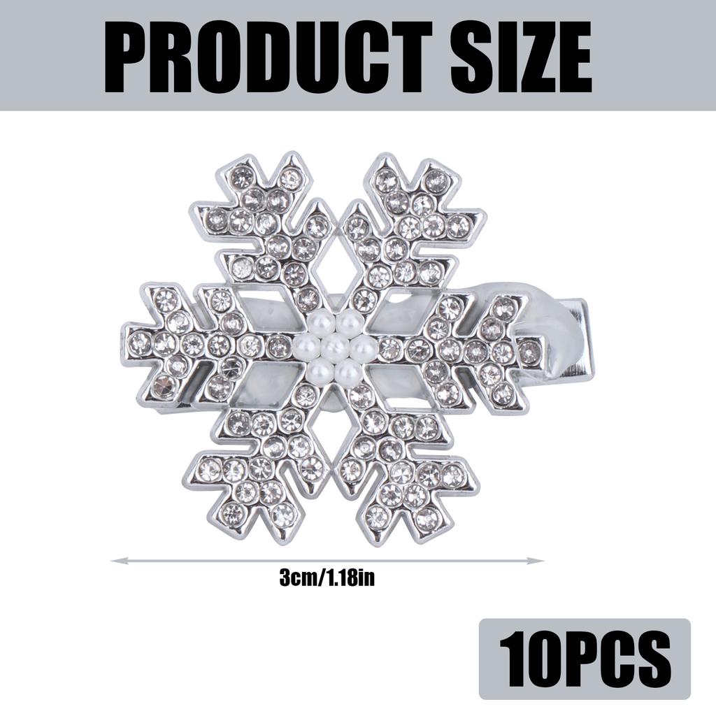 Pack of 10 Elegant Snowflake Shaped Hair Clip Dainty Barrette Headwear Accessory Stylish Snowflake Hairpins for Women