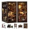 Tecnock3D 3D Book Nook Kit de Montagem de Madeira em Miniatura DIY com LED Interior Exquisito Presente para Adultos e Hobbies Kit de Reparo de Carro, Diorama, Casa,