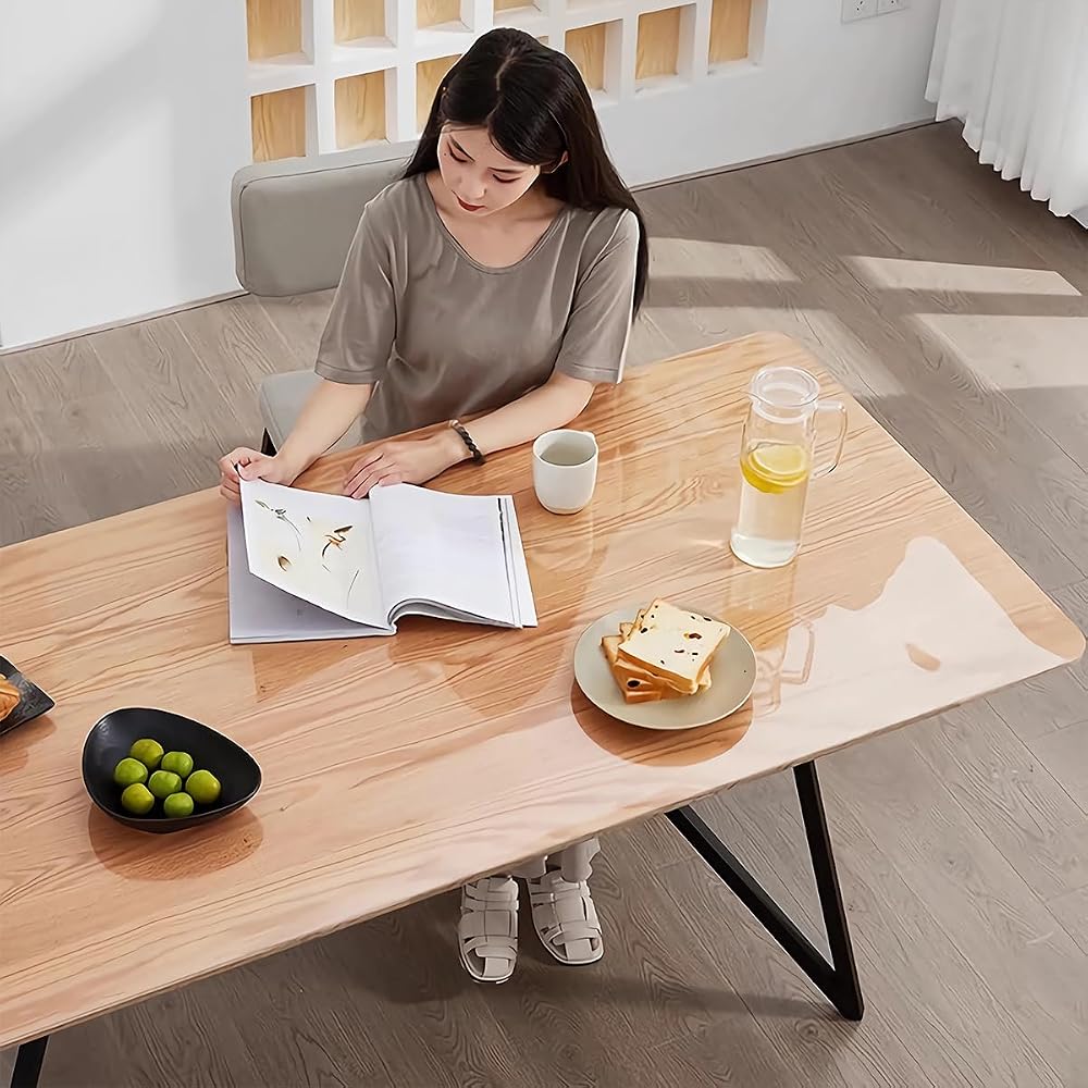 Godamiu Transparent Tablecloth 100x100cm 15mm Vinyl Sheet Desk Mat Table Protection Thick PVC
