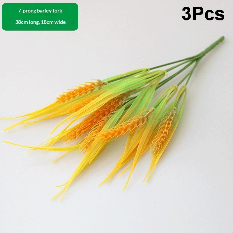 

Artificial Yellow Wheat Ears Plastic Rice Plant Bouquet Faux Grain Decorative Stems for Fall Party Bedroom Decor Home