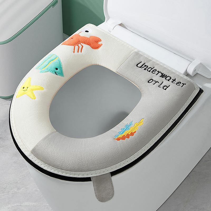 

Four Seasons Universal Toilet Toilet Cover Zipper Type Autumn and Winter Fleece Thickened Advanced