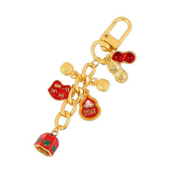 

Keychain Pendant Layered Design Lion Awakening Fortune telling Keychain Pendant Bright Color National Style Keychain A