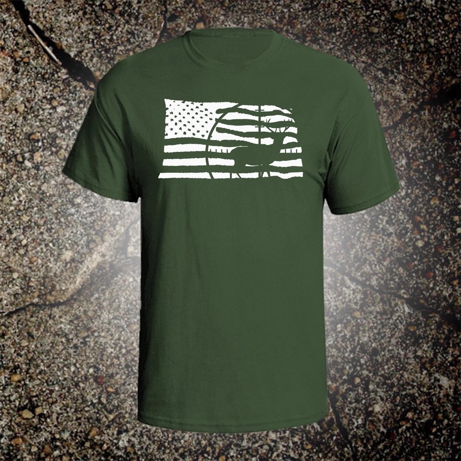 

American Flag Deer hunting vintage style graphic t shirt tee winchester mossberg S