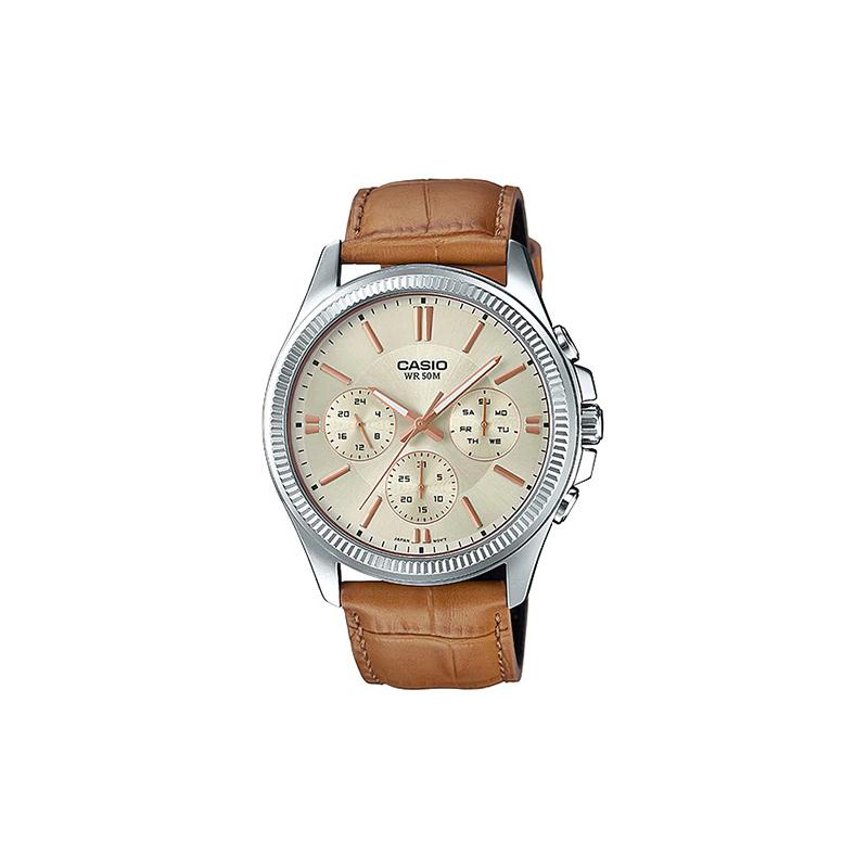 

Casio STANDARD series, business series, three dials and six eyes, quartz movement, leather strap, Japanese and Korean watches, men s MTP-1375L-9A чорний
