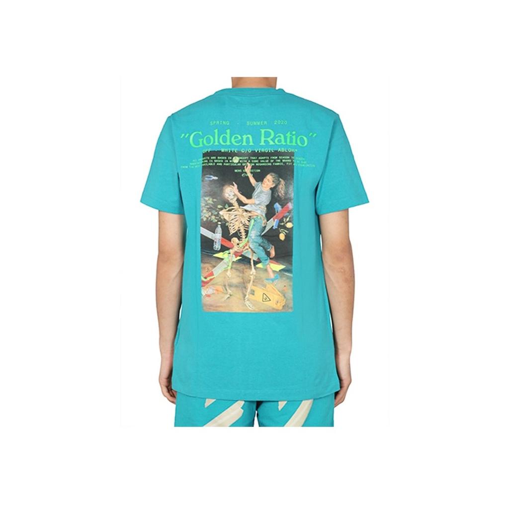 Off-White C/O Virgil Abloh Ss20 Skull Print Short Sleeve T-Shirt With Standard Fit Men Tops Blue OMAA027R201850143988