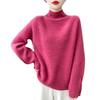 Women's Thick Wool Knit Pullover Sweater - Half-High Neck, Loose Fit, Cozy Style